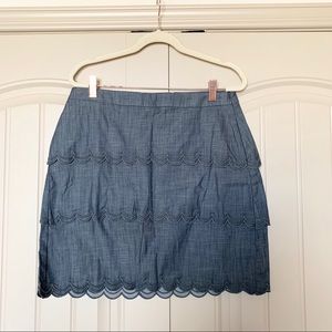 Banana Republic Scalloped Chambray Mini Skirt
